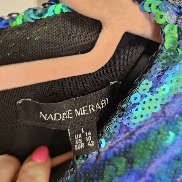 Nadine Merabi GIGI IRIDESCENT GREEN DRESS - Picture 5 of 7